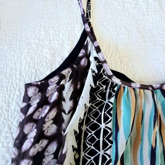 Express Women's Mini Dress Size XS Purple Blue Orange Retro Flowy Sundress Party - Picture 5 of 13